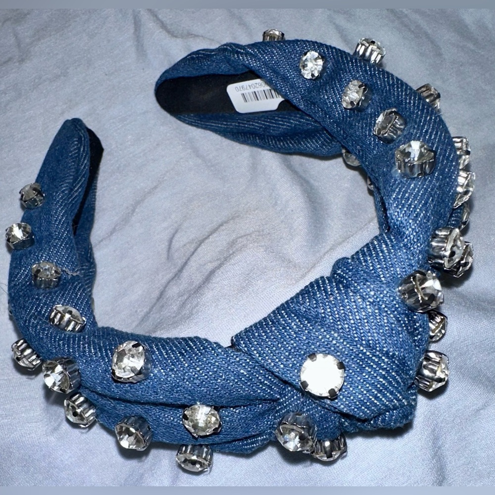NWT Denim Blue Headband with Crystal Accents